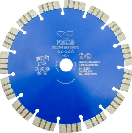 Фото №0 Диск алмазный KEOS Professional сегментный (бетон) 230мм/22,23 (DBP02.230)