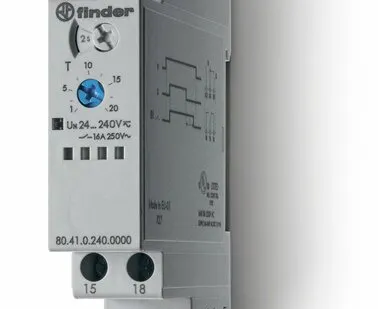 фото Finder Модульный таймер 1-функциональный (ВЕ); питание 24…240В АС/DC; 1CO 16A; ширина 17.5мм; регулировка времени 0.1с…24ч; степень защиты IP20