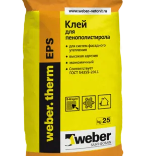 фото Weber.therm EPS Клей для монтажа фасадных пенополистирольных плит 25кг