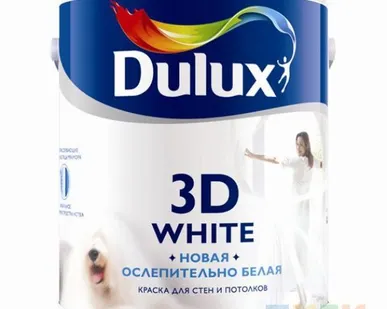 фото Краска Dulux 3D Новая Ослепительно белая бархатистая 10л