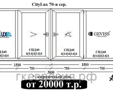 фото Окна пластиковые CityLux 70мм с Турецкой фурнитурой GEVISS