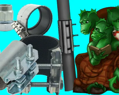 фото Киров Сансфера. Хомуты ремонтные. муфты зажимные