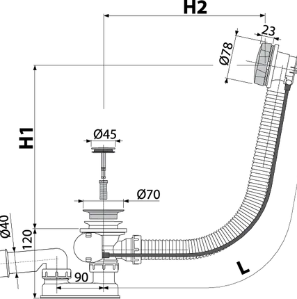 Фото №0 Сифон для ванны Alca Plast A55 ANTIC, бронза