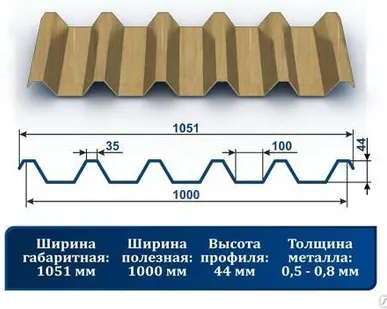 фото Профнастил С-44 окрашенный светлое дерево