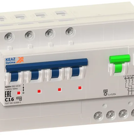 Фото №0 Выключатель автоматический дифференциального тока 4п C 20А 30мА тип A 6кА OptiDin VD63 УХЛ4 КЭАЗ 103477
