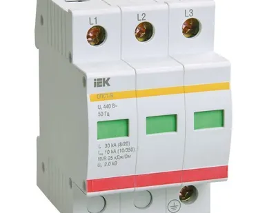 фото Ограничитель перенапряжения ОПС1-B 4п 30кА 400В ИЭК