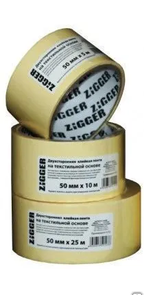 Фото №0 Лента двусторонняя, 50*5м (тканевая основа), ZIGGER 07-04-21 /24 шт.