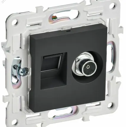 Фото №0 SKANDY Розетка двойная TV+RJ45 кат.5E SK-A14G графит IEK