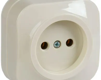 фото Розетка 1-м ОП GLORY РС20-2-ХК 10А без заземл. крем. IEK ERH10-K33-10