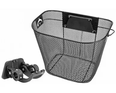 фото Велокорзина JL-285 передняя, с быстросъём. крепл. (31,8мм), с ручками, стальная, черная