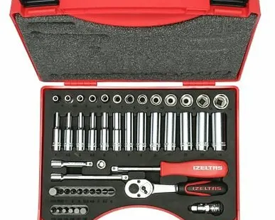фото Набор торцевых головок 1/4" 6-гранных, 4-14 мм 48 предметов, IZELTAS, 14000005131
