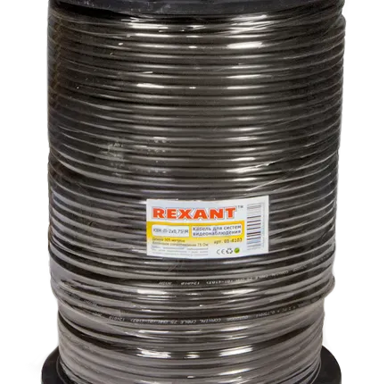 Фото №0 Кабель видеонаблюдения КВК-В 2х0,5 3C-2V+2x0,5 для внутр. прокладки белый