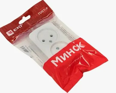 фото Минск Розетка 2-местная ОП 10А без заземления белая EKF Basic