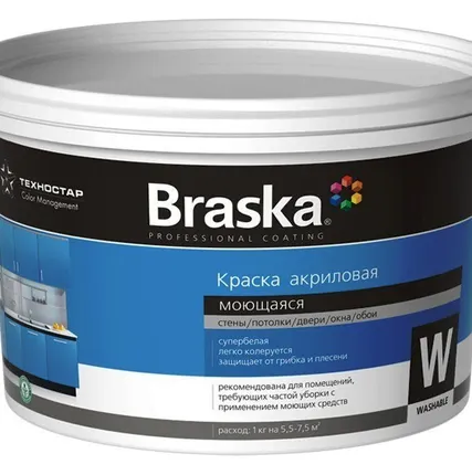 Фото №0 Краска моющаяся для детских и медицинских учреждений BRASKA