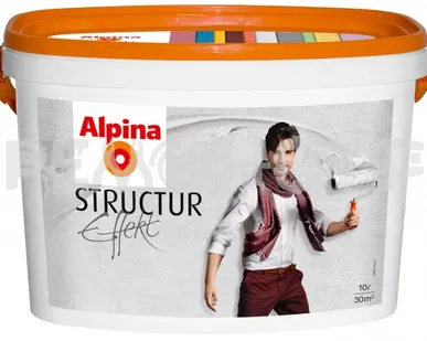 фото Краска вд интер 10л  белая Alpina Декоративное покрытие Alpina Effekt Structur / Структур, (1/30)ззП