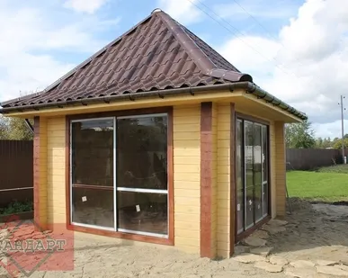 фото Беседка из профилированного бруса №20 закрытого типа 4х4м Под ключ