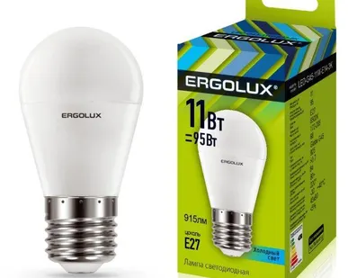 фото Лампа светодиодная LED-G45-11W-E27-4K Шар 11Вт E27 4500К 172-265В Ergolux 13631