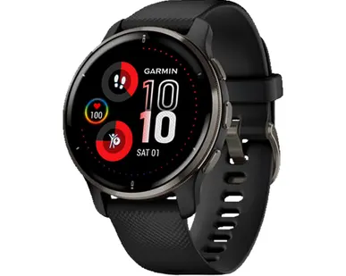 фото Часы Garmin Venu 2 Plus черные с серым безелем и силиконовым ремешком