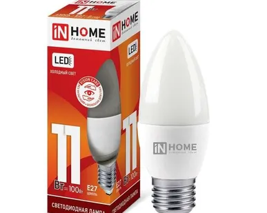фото Лампа светодиодная LED-СВЕЧА-VC 11Вт 230В E27 6500К 990лм IN HOME 4690612024868