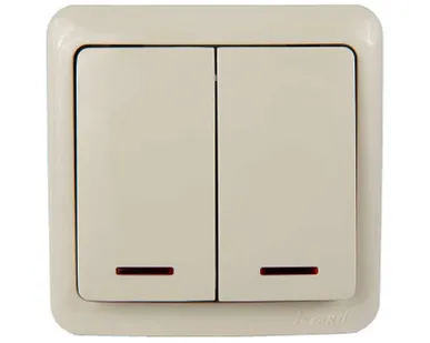 фото Выключатель 2-кл. 1п ОП Viola 10А IP20 с подсветкой крем. LEZARD 751-0300-112