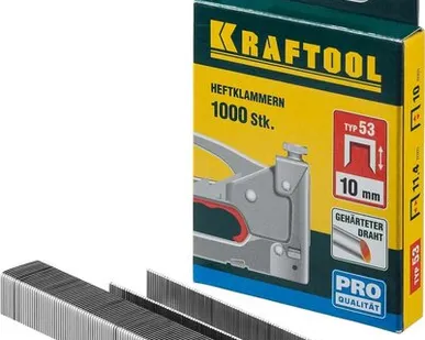 фото KRAFTOOL тип 53 (A/10/JT21) 10 мм, 1000 шт, калибр 23GA, скобы для степлера (31670-10)