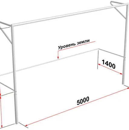 Фото №0 Ворота футбольные с консолями для натяжения сетки, разборные (5х2 м)