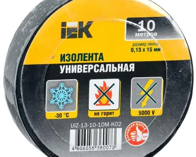 фото Изолента ПВХ 0.13х15мм (рул.10м) черн. ИЭК UIZ-13-10-10M-K02