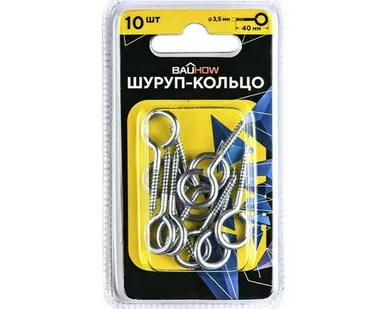 фото Шуруп-кольцо 3,5х25/40-9 оцинкованный 10шт в блистере Bauhow 89098