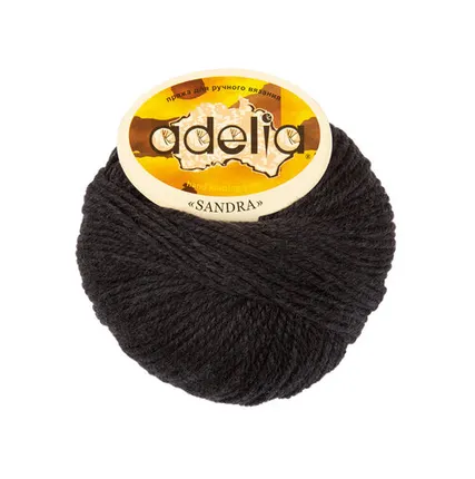 Фото №0 Пряжа ADELIA "SANDRA" 50% шерсть, 50% акрил 50 г 90 м №01 ЧЕРНЫЙ