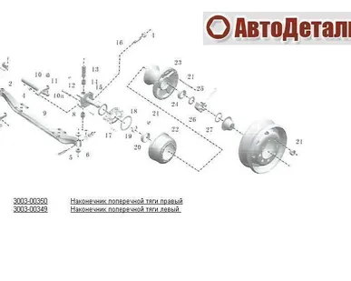 фото Наконечник поперечной тяги правый Yutong ZK6852HG (Ютонг
6852)3003-00350