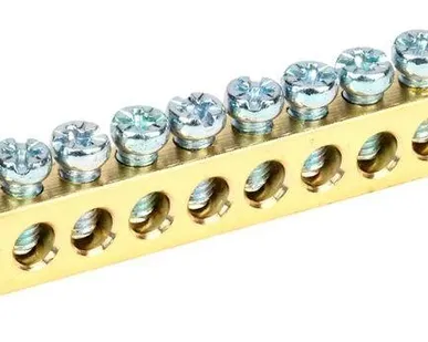 фото Шина PEN "земля-ноль" 6х9мм 10/2 (10групп/крепеж по краям) ИЭК YNN11-10-100