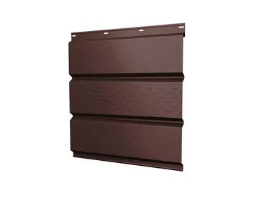 фото Софит металлический центральная перфорация 0,5 Satin с пленкой RAL 8017 шоколад