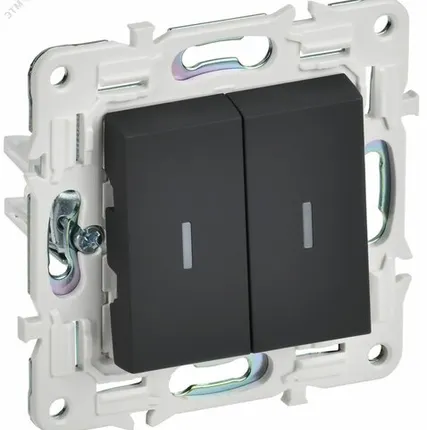 Фото №0 SKANDY Выключатель 2-клавишный с индикацией 10А SK-V09G графит IEK