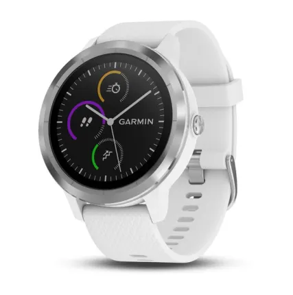 Фото №0 Часы Garmin Vivoactive 3 серебристые с белым ремешком
