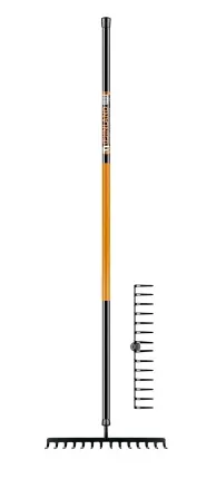 Фото №0 Грабли прямые 14 зубцов с черенком, цельнометалические 2042 FINLAND