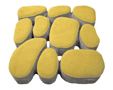 фото Тротуарная плитка Берит Морской берег Желтая 500х500х100 на сером цементе