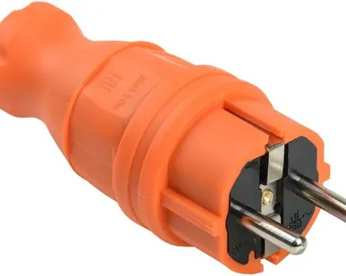 фото Вилка прямая ОМЕГА ВБп3-1-0м IP44 каучук оранж. ИЭК PKR01-016-2-K09