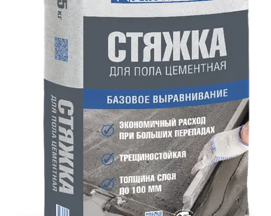 фото Пол ГАРАНТ стяжка для пола цементная /25кг, М150,от 10-100 мм/ 56шт/