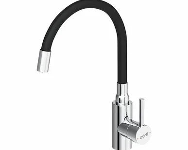 фото смеситель для кухни DORFF Logic гибкий нержавейка черный