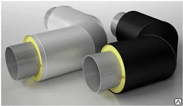 фото Отвод стальной ППУ без покровного слоя толщина 40мм