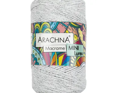 фото Пряжа ARACHNA "Macrame Mini Lurex" 75% хлопок, 15% полиэстер, 10% люрекс 250 г ± 10 г 200 м №24 натуральный-серебро