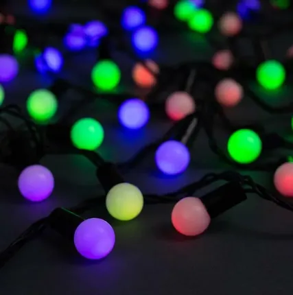 Фото №0 Гирлянда LED-200 ШАРИКИ (1,5см, цветные, 20м, тёмный провод, мигание, 220В)