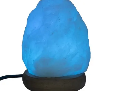 фото Соляная лампа Белая из розовой гималайской соли (с голубой подсветкой, питание от USB, арт. UBW)