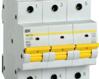 фото Выключатель автоматический модульный 3п C 125А 15кА ВА47-150 IEK MVA50-3-125-C