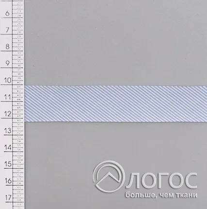 Фото №0 Косая бейка х/б №2 "полоска" И 20 мм, белый/голубой