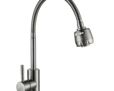 фото смеситель для кухни GOLDEN FOX Lomond гибкий излив нержавейка хром
