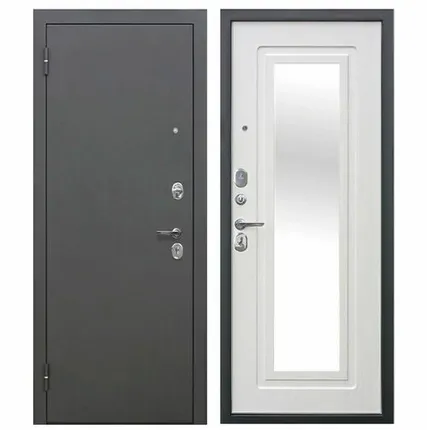 Фото №0 Дверь входная Гарда Царское Зеркало (Ferroni) металл/МДФ с зеркалом, Антик серебро/Белый ясень 2050х860мм, ЛЕВАЯ