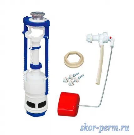 Фото №0 Арматура для сливного бачка РБМ АС-10.1М боковая подводка, 2-х кнопочная, хром