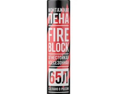фото Монтажная пена огнестойкая всесезонная Profflex Fire Block 65 B1 (от -18С до +40С) 850 мл