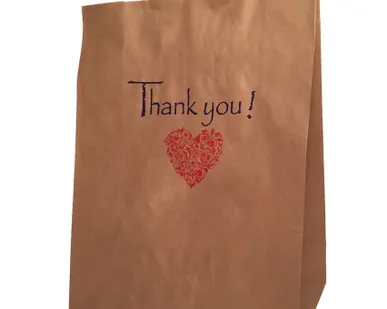 фото Крафт пакет с плоскими ручками «Thank you», 45х35х15 см